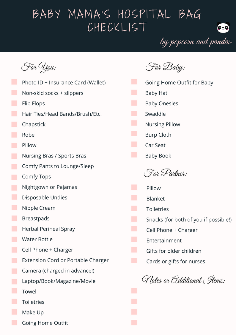 Baby Mama's Hospital Bag Checklist